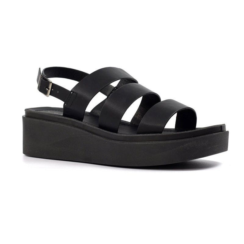Lunar Lipstick Black Strap Sandals