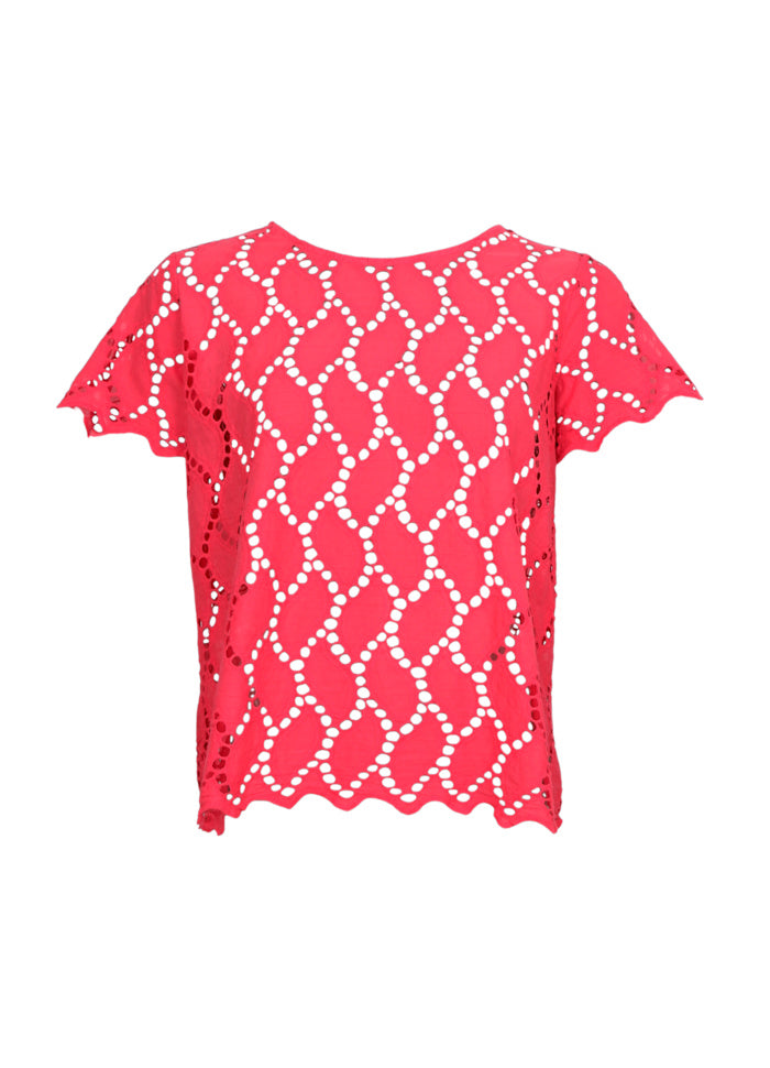 Freya Broderie Blouse in Red