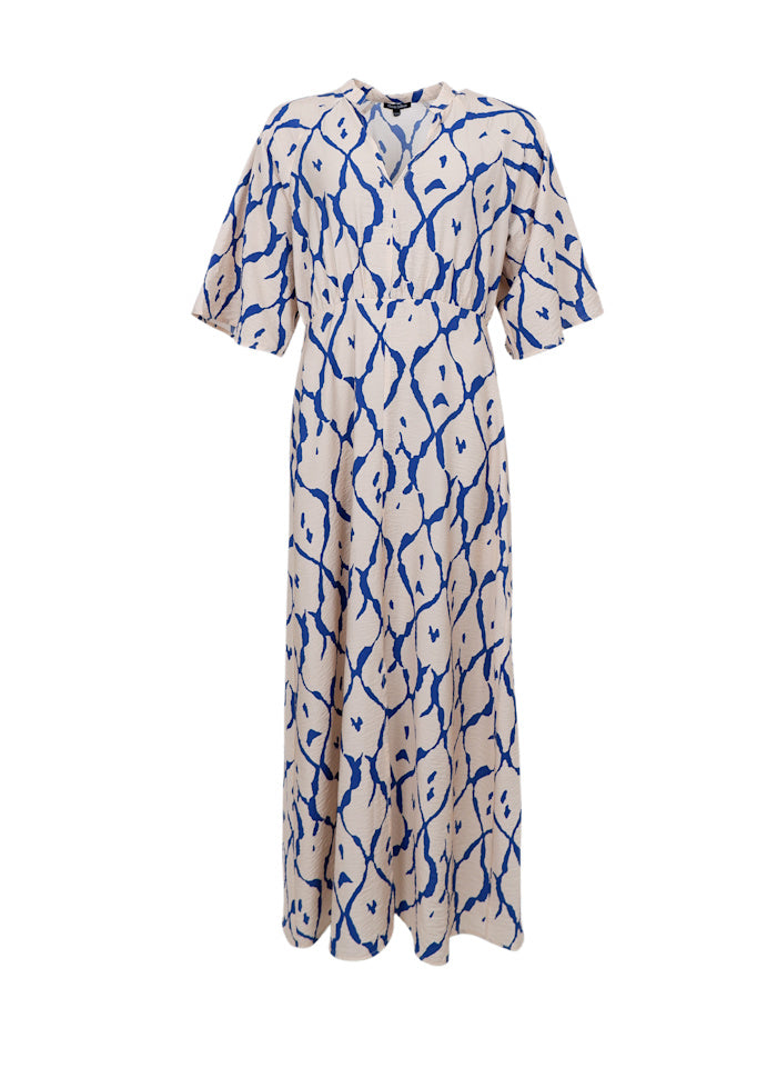 Chloe V-Neck Long Dress with Raglan Shaped Sleeve