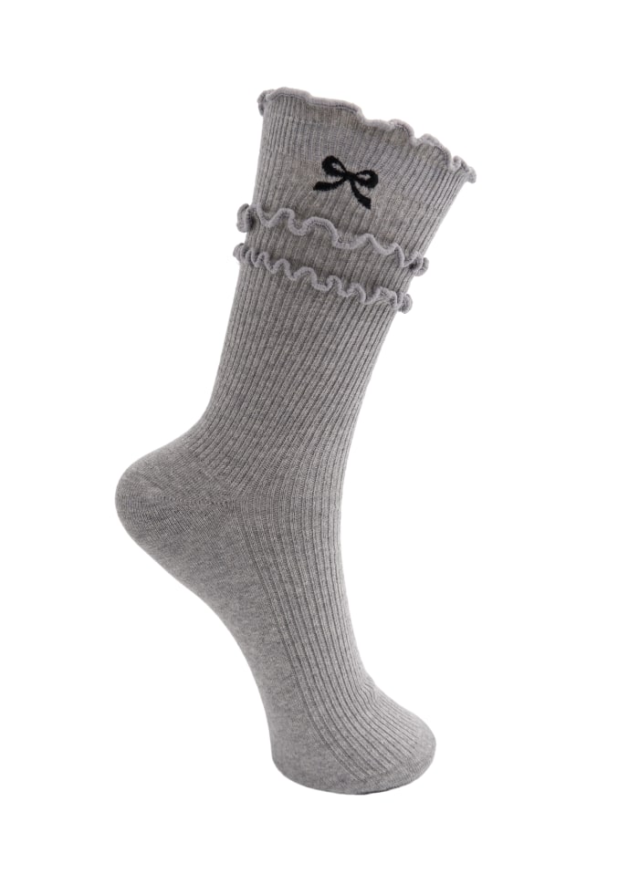 Frill Socks with Embroidered Bow