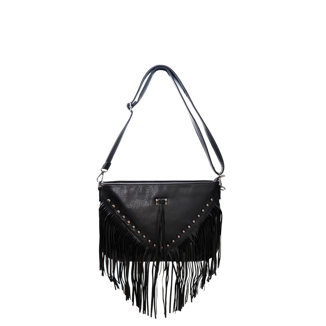 Catalina fringe crossover bag in Black