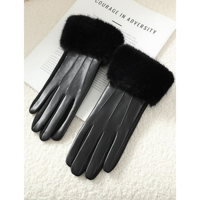 Luxe Faux Leather & Fur Trim Gloves