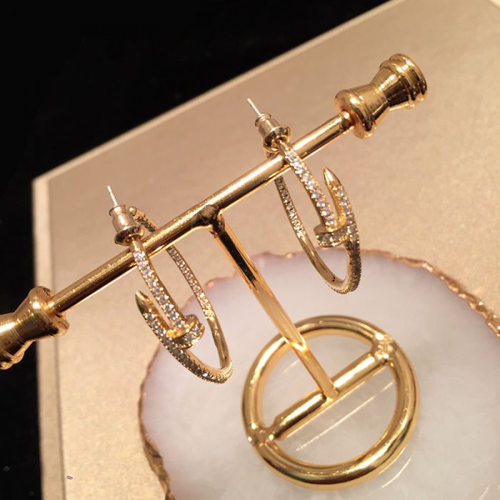 Crystal Nail Hoop Earrings