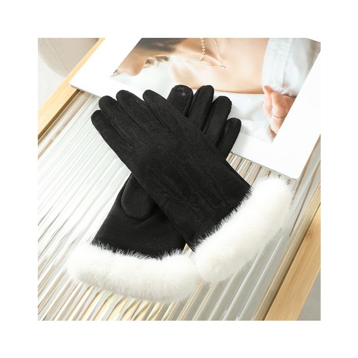 Plush Trim Fleece Lined Gloves