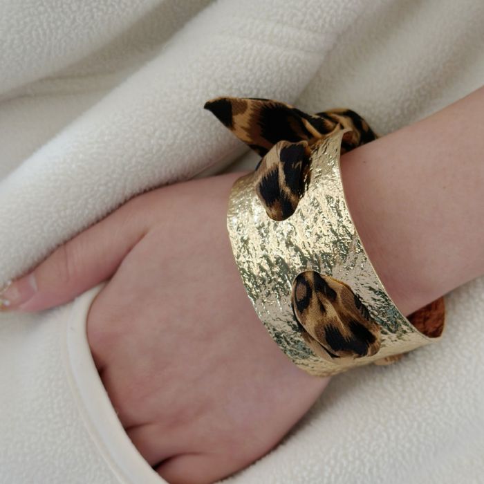 Leopard Scarf Tie Textured Bangle