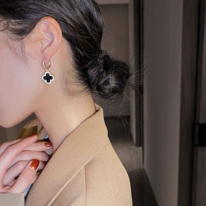 Four Petal Sparkle Drop Earrings