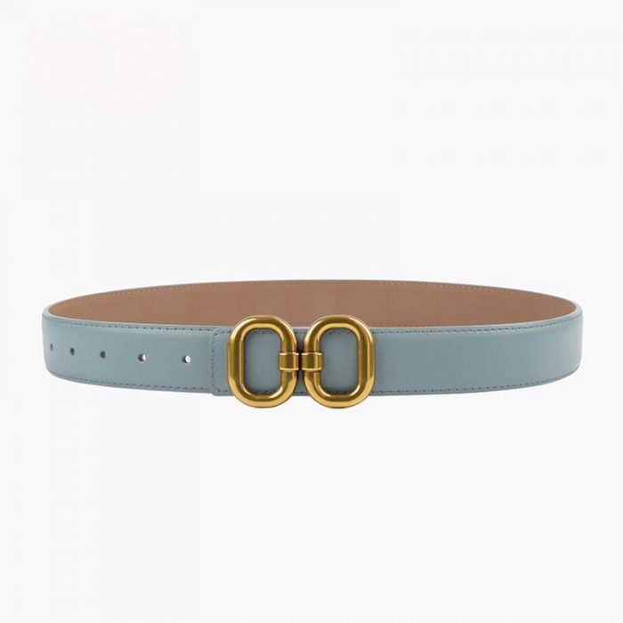 Double Ring Stud Fasten Genuine Leather Belt