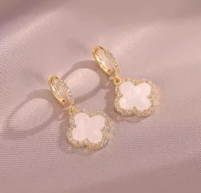 Four Petal Sparkle Edged Earrings