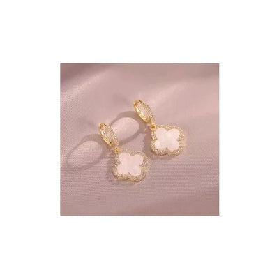 Four Petal Sparkle Drop Earrings