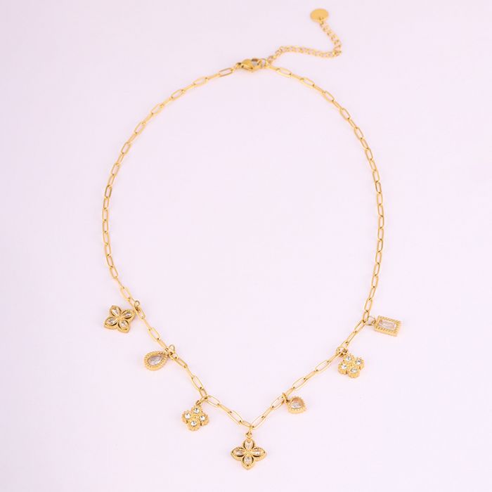 Sparkle Floral Delicate Necklace in Gold