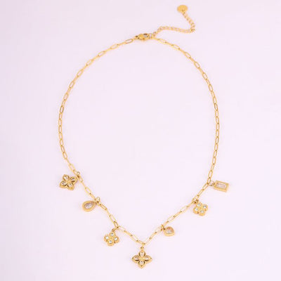 Sparkle Floral Delicate Necklace in Gold