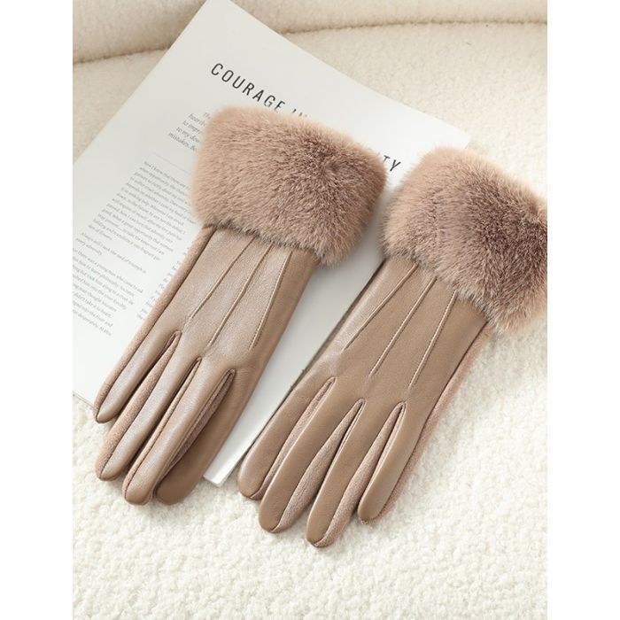 Luxe Faux Leather & Fur Trim Gloves