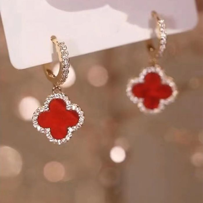 Four Petal Sparkle Drop Earrings
