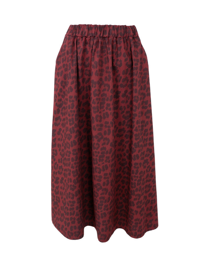 Abbie Midi Skirt in Wine Leo