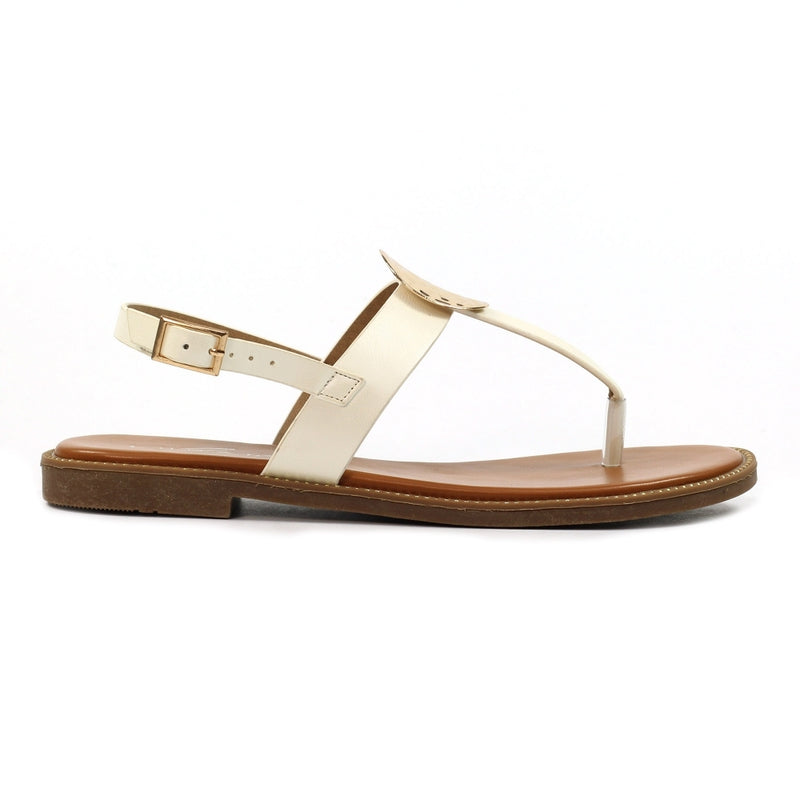 Pascal Gold Disc White Sandals