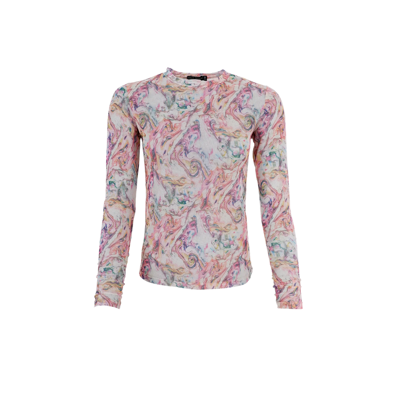Florence Mesh Blouse in Pink Marble