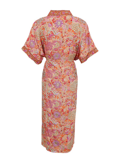 Luna Kaftan Tie Dress in Pacifique Orange