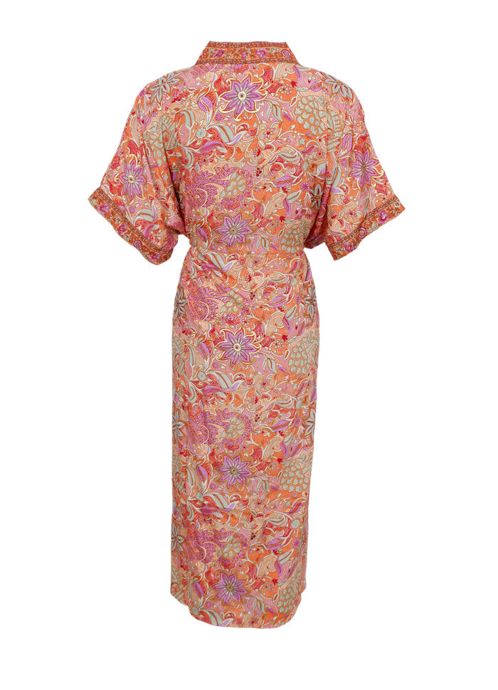Luna Kaftan Tie Dress in Pacifique Orange