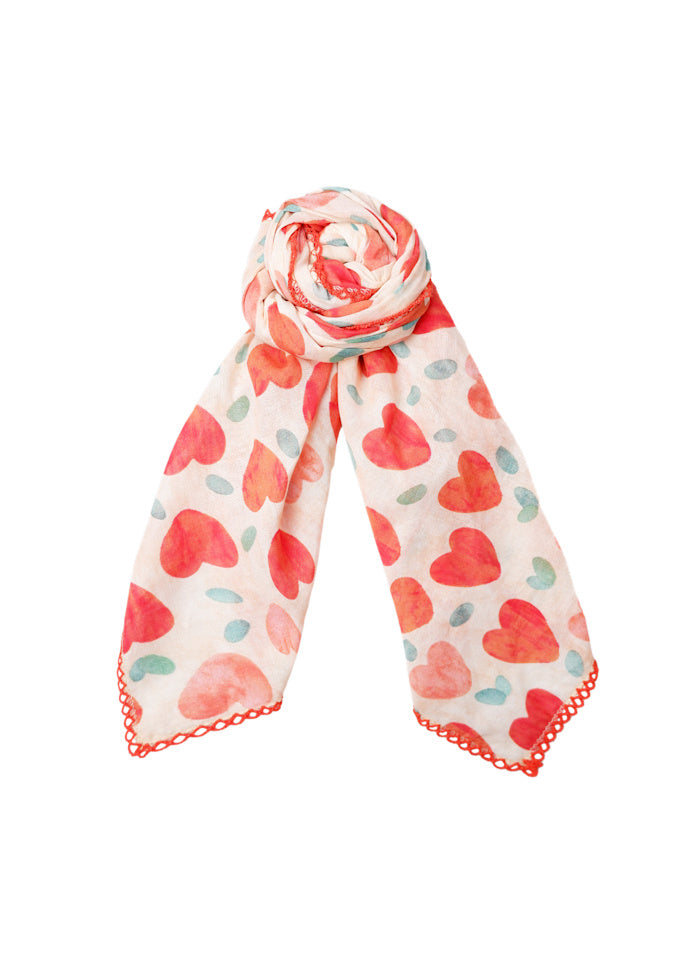Salmaya Square Cotton Scarf in Red Heart