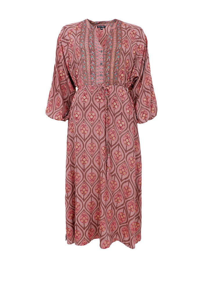 Luna Raglan Dress in Powder Tulip