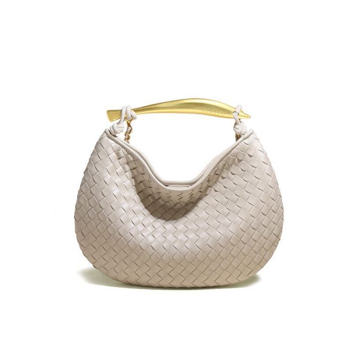 Curved Woven Bag with Metal Handle