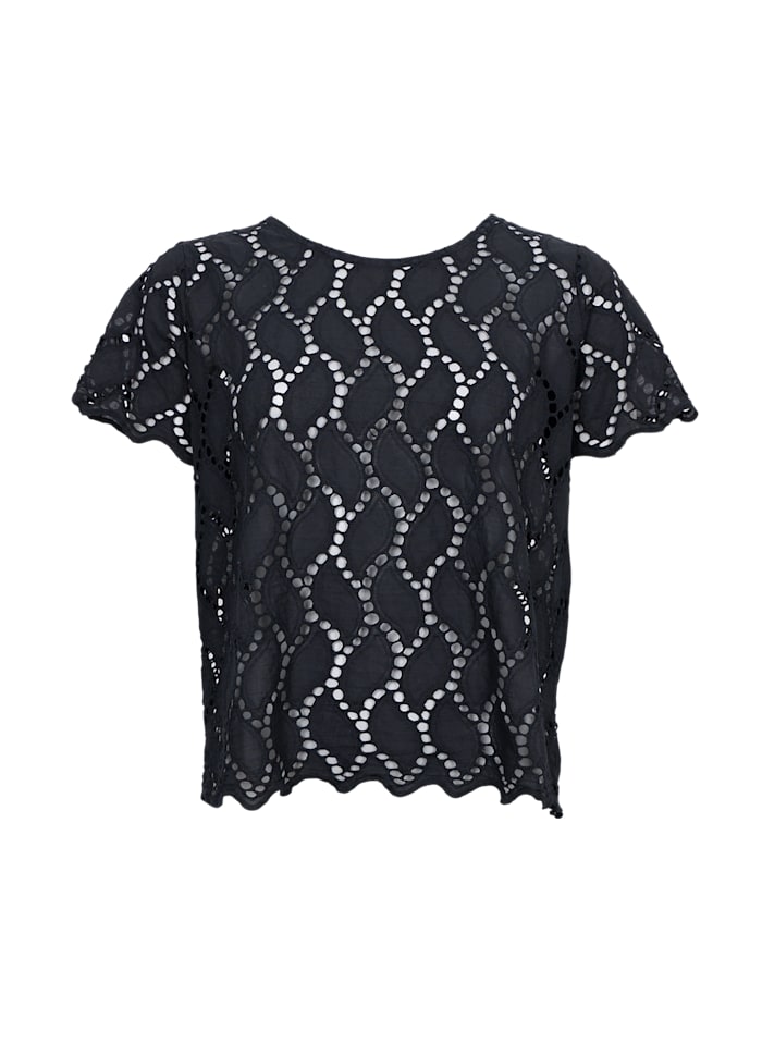 Freya Broderie Blouse in Black