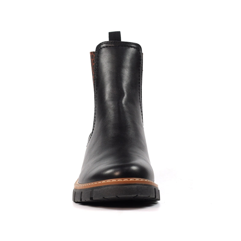 Ribble Black Ankle Boots with Leopard