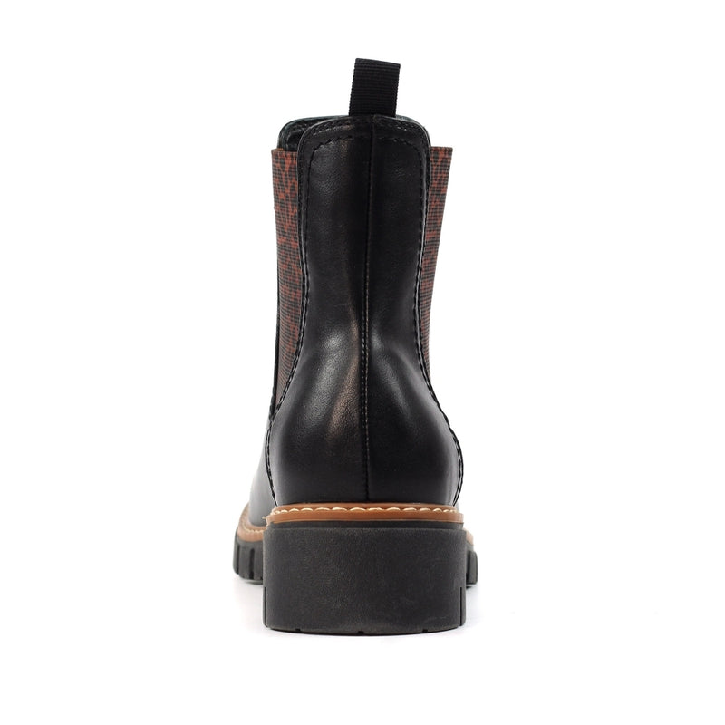 Ribble Black Ankle Boots with Leopard