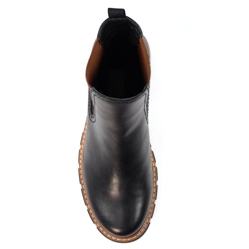 Ribble Black Ankle Boots with Leopard