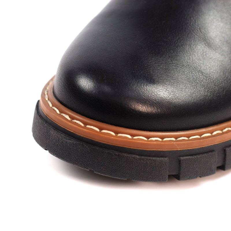 Ribble Black Ankle Boots with Leopard