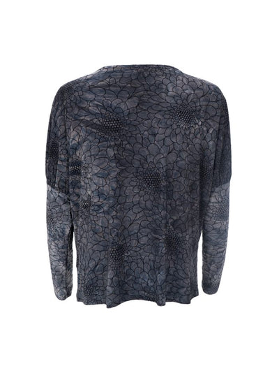 Tessa Flocked Floral Cowl Top in Charcoal