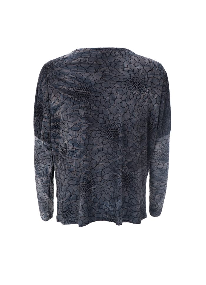 Tessa Flocked Floral Cowl Top in Charcoal