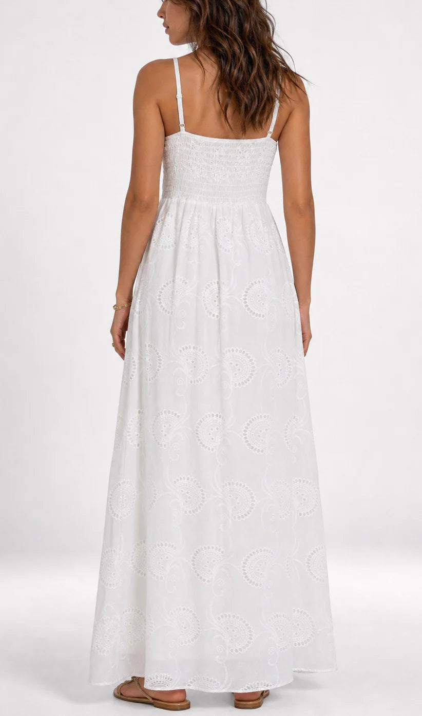 Nerja Embroidered Maxi Wrap Dress With Adjustable Strap