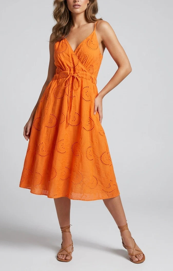 Estepona Broderie Anglaise Wrap Midi Dress