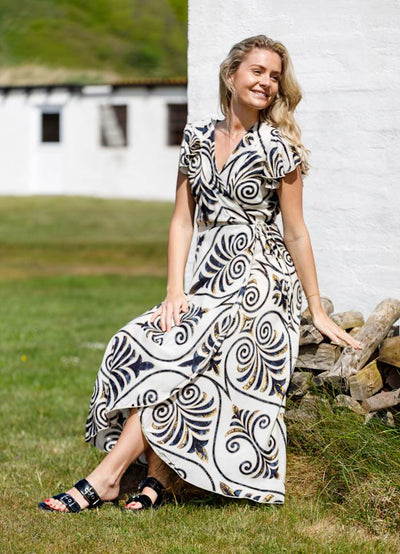 Stella Wrap Dress in Malaka Beige