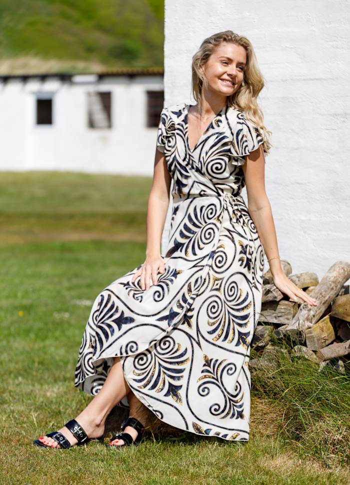 Stella Wrap Dress in Malaka Beige