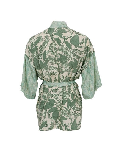 Luna Short Kimono in Floral Green Mix