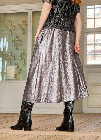 Paiton Metallic Midi Skirt in Gunmetal