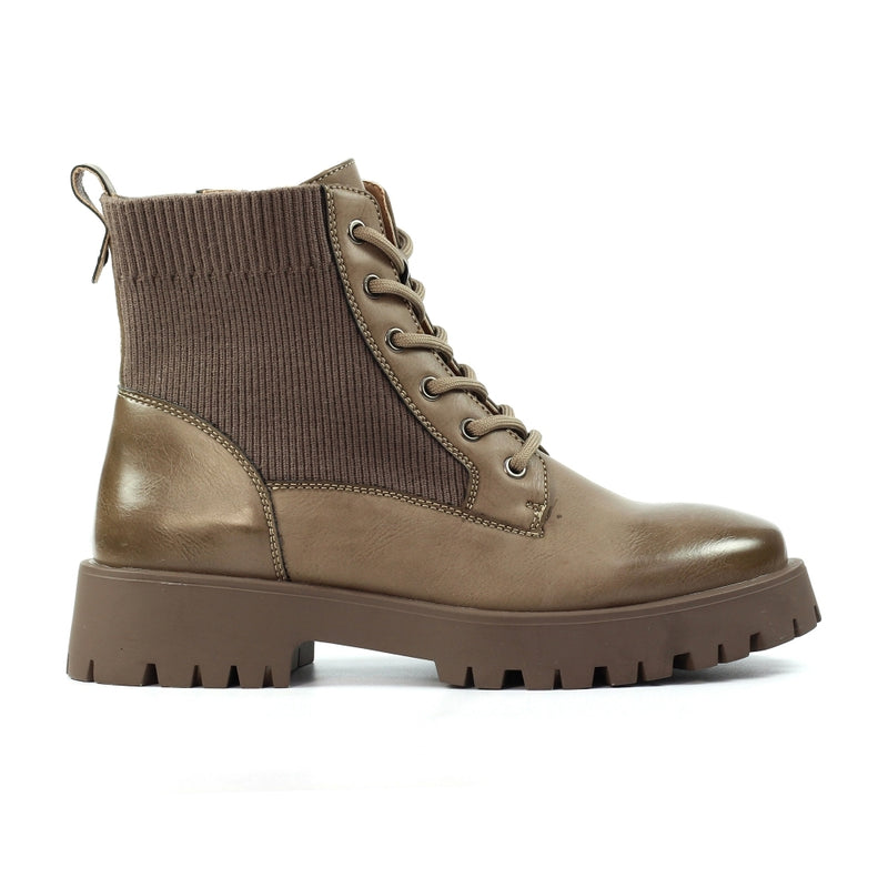 Tetris Taupe Ribbed Panel Boots