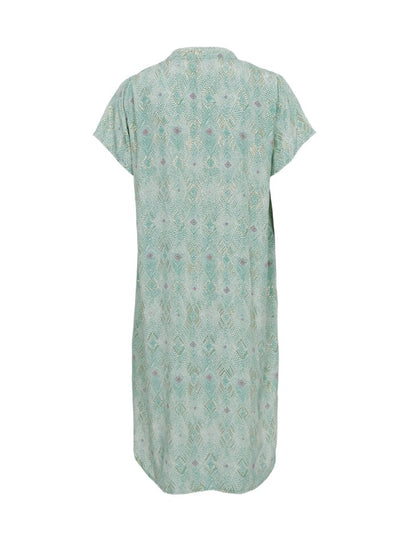 Luna Pleat Tunic Dress in Green Argyle