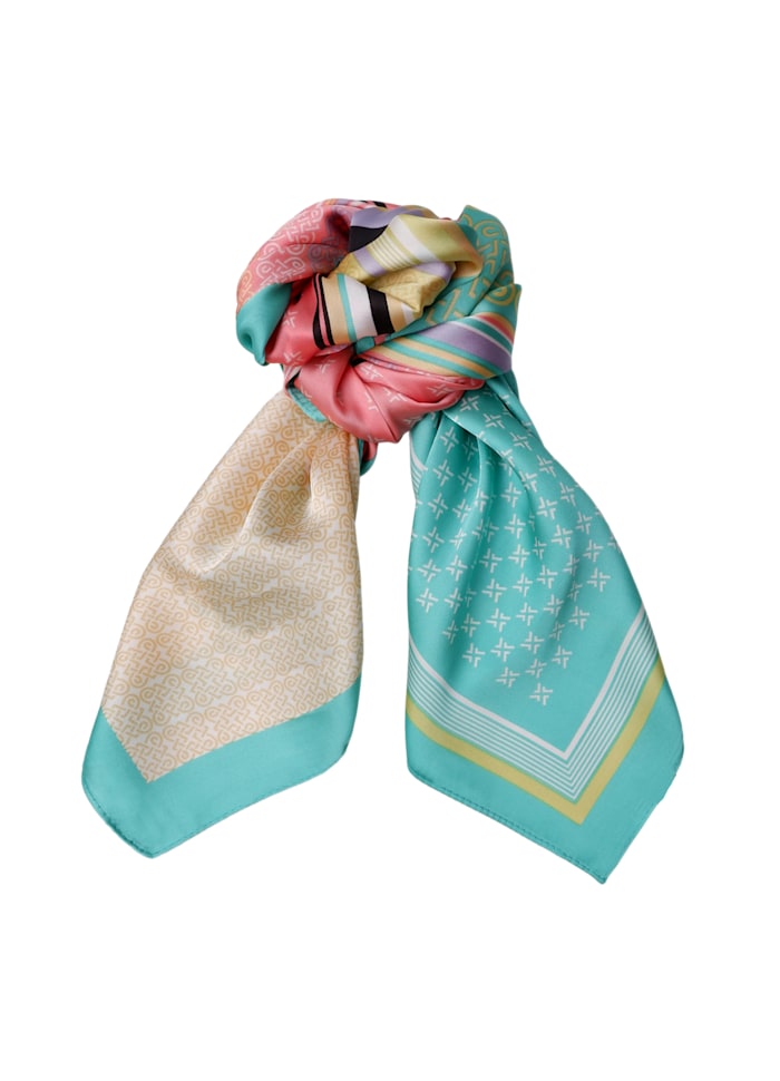 Romina Square Neck Scarf in Green Multi