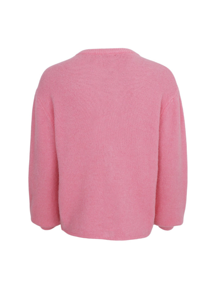 Bella Knit Wool Mix Cardigan in Candy Pink