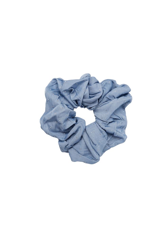 Serena Tencel Denim Sparkle Stone Scrunchie