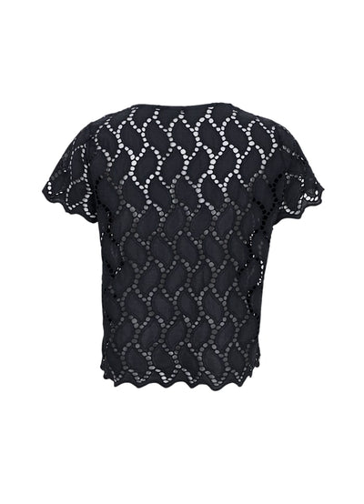 Freya Broderie Blouse in Black