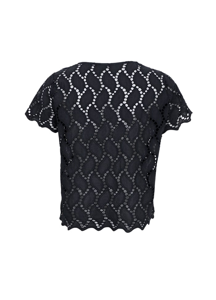 Freya Broderie Blouse in Black