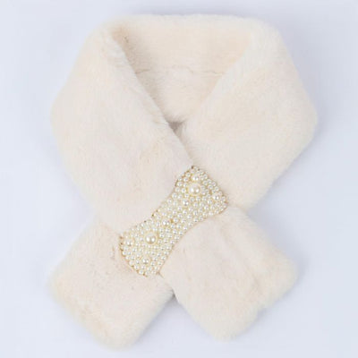 Pearl Cluster Faux Fur Scarf