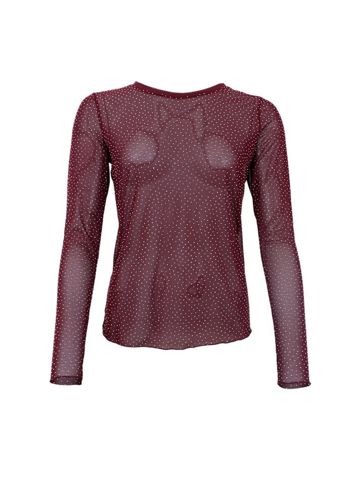 Alexis Sparkle Stone Mesh Top in Plum
