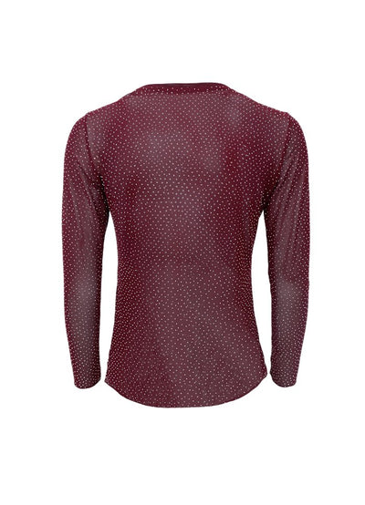 Alexis Sparkle Stone Mesh Top in Plum