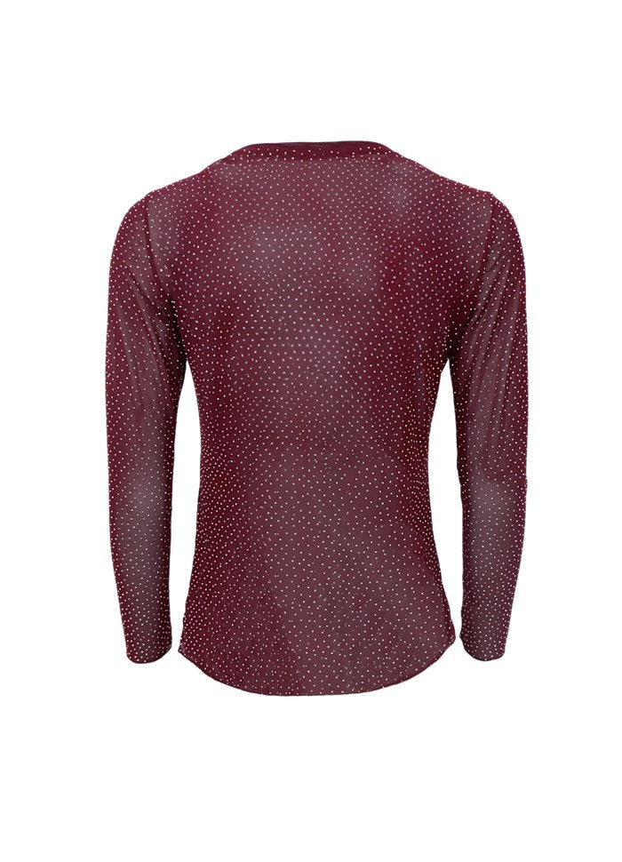 Alexis Sparkle Stone Mesh Top in Plum