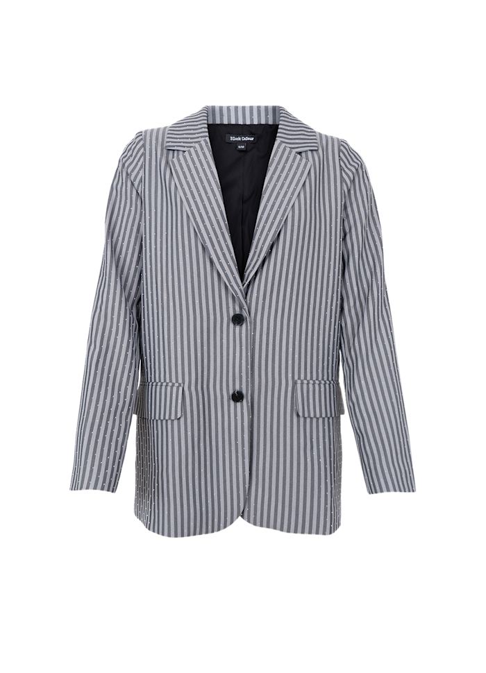 Brielle Sparkle Stone Blazer in Grey Pinstripe